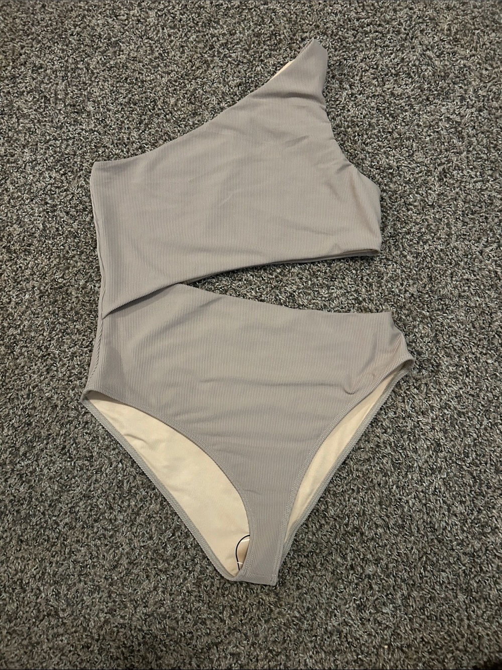 Beach Riot Taupe One-Shoulder Swimsuit